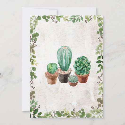 Fiesta Verjaardag Uitnodiging Rustieke Cactus Succ (Achterkant)