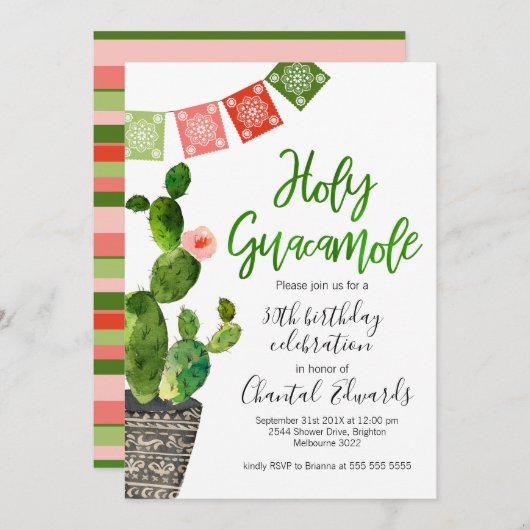 Fiesta verjaardag uitnodiging voor volwassenen (Voorkant / Achterkant)