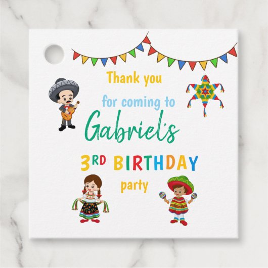 Fiesta verjaardagsdankjewel cadeau label (Voorkant)