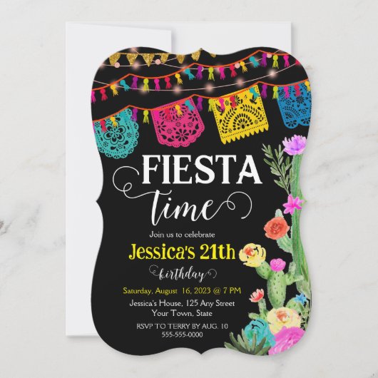 Fiesta Verjaardagsfeest Mexicaans thema Uitnodigin Kaart (Voorkant)