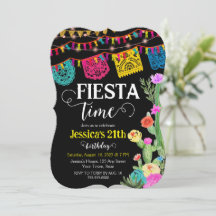 Fiesta Verjaardagsfeest Mexicaans thema Uitnodigin