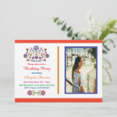 Fiesta Verjaardagsfeest Mexicaanse Patroon Nodig 1 Kaart (Staand voorkant)