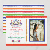 Fiesta Verjaardagsfeest Mexicaanse Patroon Nodig 1 Kaart (Voorkant / Achterkant)
