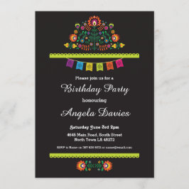 Fiesta Verjaardagsfeest Mexicaanse Patroon Nodig 3 Kaart