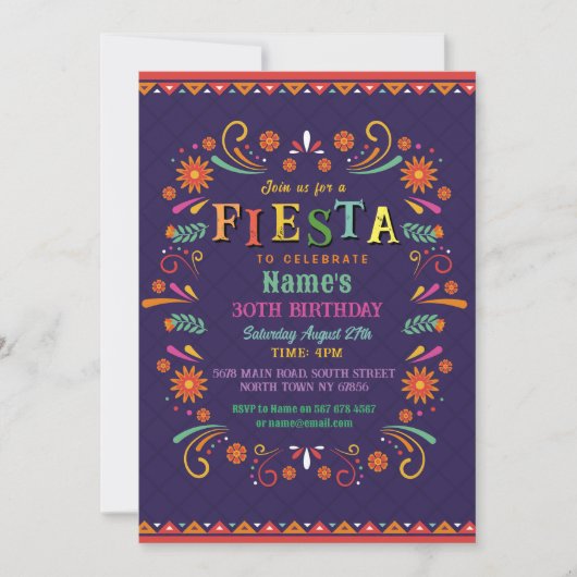 Fiesta Verjaardagsfeest Uitnodigen Mexicaans Pet M Kaart (Voorkant)