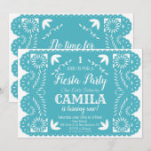 Fiesta Verjaardagsfeest Uitnodiging Papel Picado (Voorkant / Achterkant)