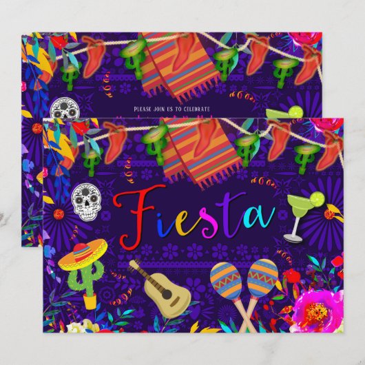 Fiesta Verjaardagsfeestje Cinco De Mayo Kaart (Voorkant / Achterkant)