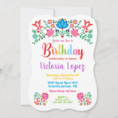 Fiesta Verjaardagsfeestje folkart bloemen Kaart (Voorkant)