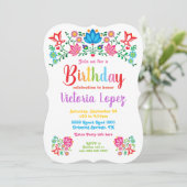 Fiesta Verjaardagsfeestje folkart bloemen Kaart (Staand voorkant)