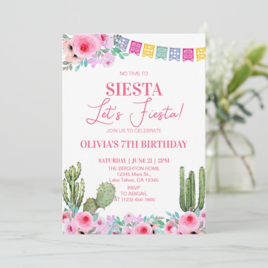 Fiesta verjaardagsfeestje kaart (Staand voorkant)