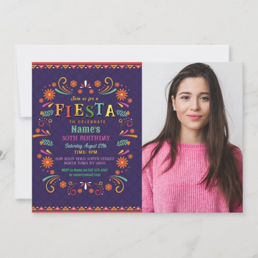 Fiesta verjaardagsfeestje nodigen Mexicaanse foto Kaart (Voorkant)