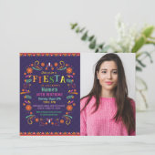 Fiesta verjaardagsfeestje nodigen Mexicaanse foto Kaart (Staand voorkant)