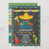 Fiesta verjaardagsombrero pet krijtbord kaart (Voorkant / Achterkant)