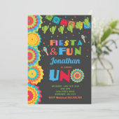 Fiesta verjaardagsuitnodiging Fiesta Fun Turning U Kaart (Staand voorkant)