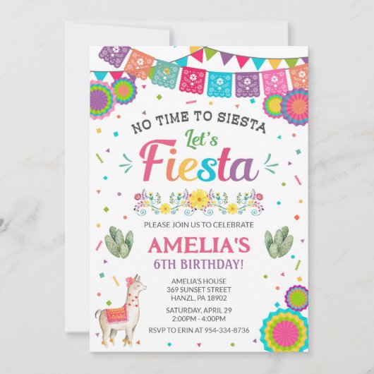 Fiesta-verjaardagsuitnodiging Kaart (Voorkant)