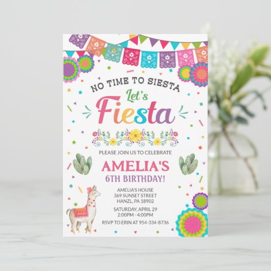 Fiesta-verjaardagsuitnodiging Kaart (Staand voorkant)