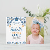 Fiesta verjaardagsuitnodiging met uw foto kaart (Staand voorkant)