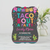Fiesta verjaardagsuitnodiging Taco over een feest Kaart (Staand voorkant)