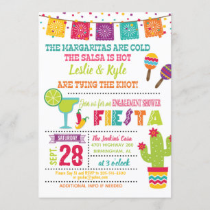 Fiesta Verloving Shower Invitation - White Kaart