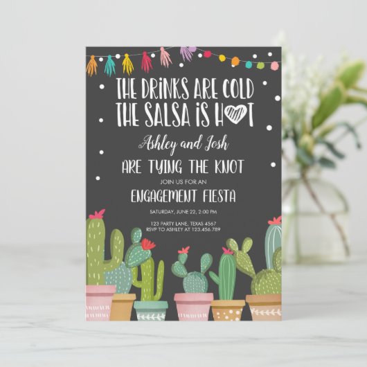 Fiesta Verloving Uitnodiging Vrijgezellenfeesten p (Staand voorkant)