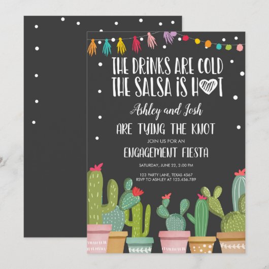 Fiesta Verloving Uitnodiging Vrijgezellenfeesten p (Voorkant / Achterkant)