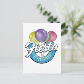 Fiesta-viering retro blauwe logo briefkaart (Staand voorkant)
