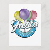Fiesta-viering retro blauwe logo briefkaart (Voorkant)