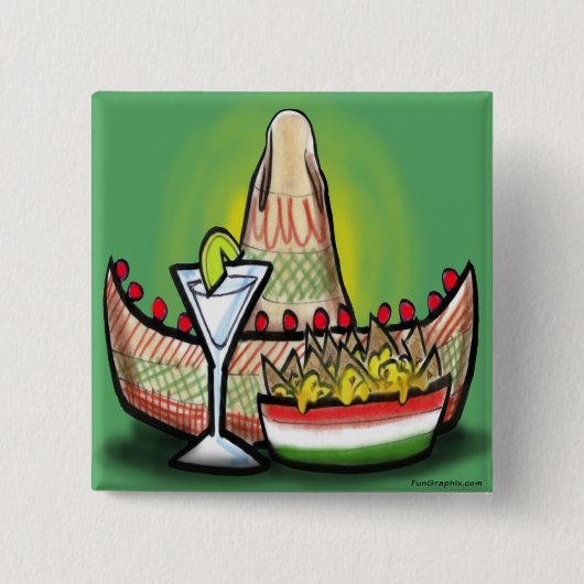 Fiesta Vierkante Button 5,1 Cm (Voorkant)