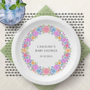 Fiesta Vivid Floral Baby shower Papieren Bordje
