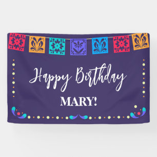 Fiesta Vlaggen op blauw Spandoek