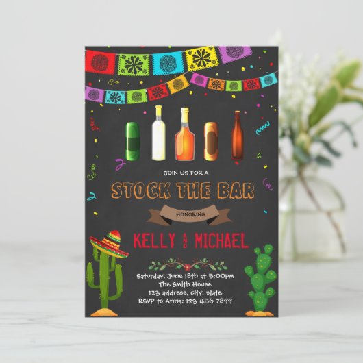 Fiesta voorraad de bar party uitnodiging (Staand voorkant)