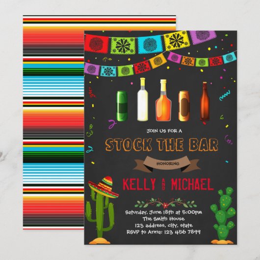 Fiesta voorraad de bar party uitnodiging (Voorkant / Achterkant)