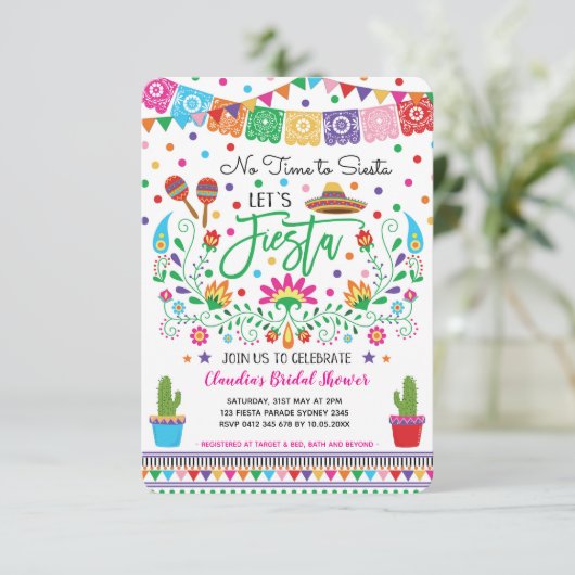 Fiesta Vrijgezellenfeest / Geen tijd voor Siesta Kaart (Staand voorkant)