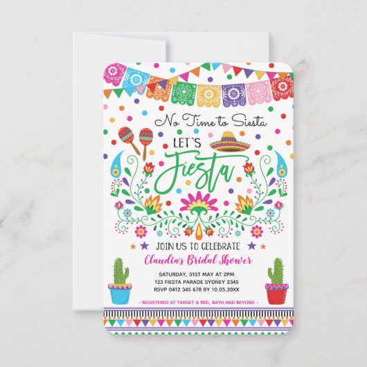 Fiesta Vrijgezellenfeest / Geen tijd voor Siesta Kaart (Voorkant)