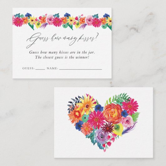 Fiesta Vrijgezellenfeest Hoeveel kisses er spelen Informatiekaartje (Voorkant / Achterkant)