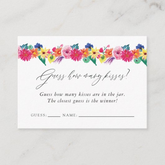 Fiesta Vrijgezellenfeest Hoeveel kisses er spelen Informatiekaartje (Voorkant)