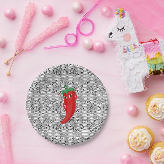 Fiesta-Vrijgezellenfeest met Red Hot Pepper Diva Papieren Bordje (Feest)