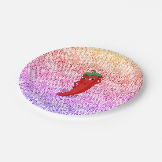 Fiesta-Vrijgezellenfeest met Red Hot Pepper Diva Papieren Bordje (Gekanteld)