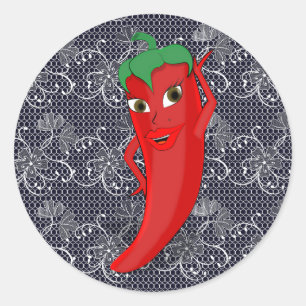 Fiesta-Vrijgezellenfeest met Red Hot Pepper Diva Ronde Sticker