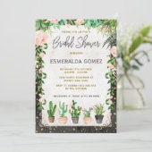 Fiesta Vrijgezellenfeest nodigde Succulent Cactus  Kaart (Staand voorkant)