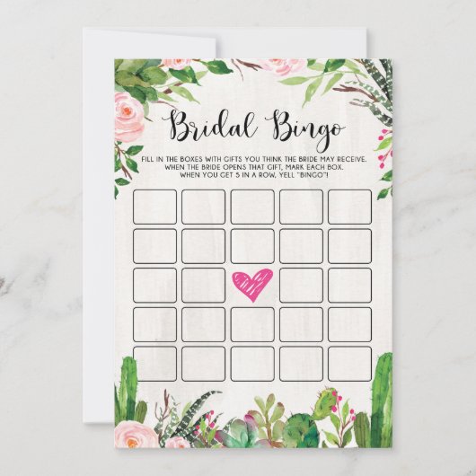 Fiesta Vrijgezellenfeest Spel Cactus Roze Bloemen  Kaart (Voorkant)