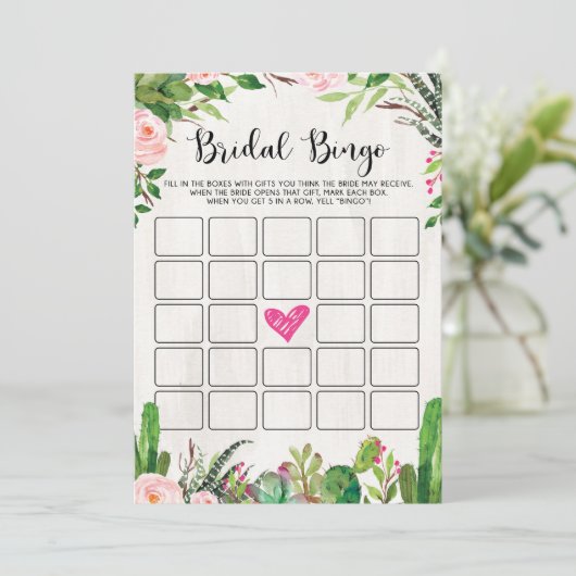 Fiesta Vrijgezellenfeest Spel Cactus Roze Bloemen  Kaart (Staand voorkant)