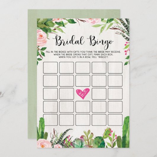 Fiesta Vrijgezellenfeest Spel Cactus Roze Bloemen  Kaart (Voorkant / Achterkant)