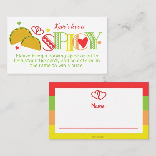 Fiesta Vrijgezellenfeest Tacos Spice Raffle Ticket (Voorkant / Achterkant)