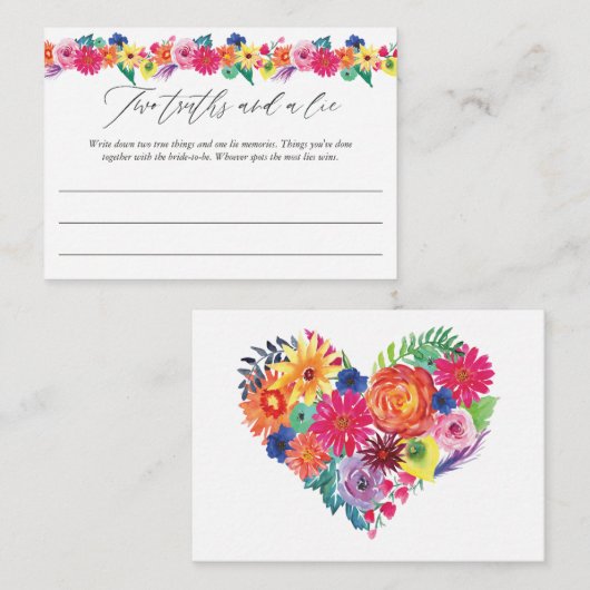 Fiesta Vrijgezellenfeest Two Truths and a Lie Game Informatiekaartje (Voorkant / Achterkant)