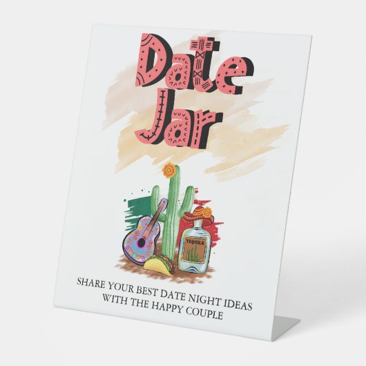 Fiesta | VRIJGEZELLENFEEST WATERVERF | Datum nacht Reclamebord Met Voetstuk (Voorkant)