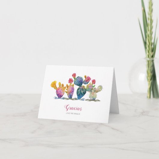 Fiesta Watercolor Cactus Bruidsdiner Bedankkaart (Voorkant)