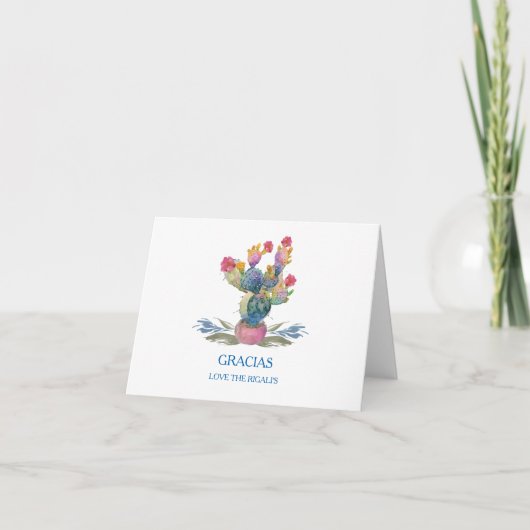 Fiesta Watercolor Cactus Bruidsdiner Bedankkaart (Voorkant)