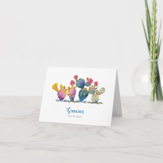 Fiesta Watercolor Cactus Bruidsdiner Bedankkaart (Voorkant)