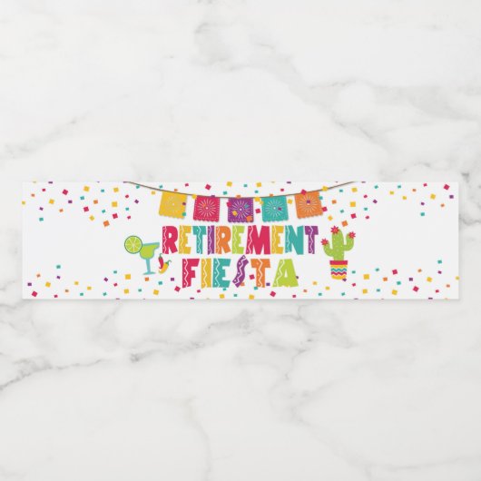 Fiesta waterflesetiket - wit waterfles etiket (Enkel label)